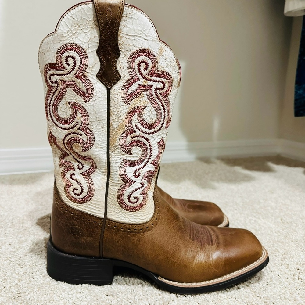 Brown and White Western Cowboy Boots